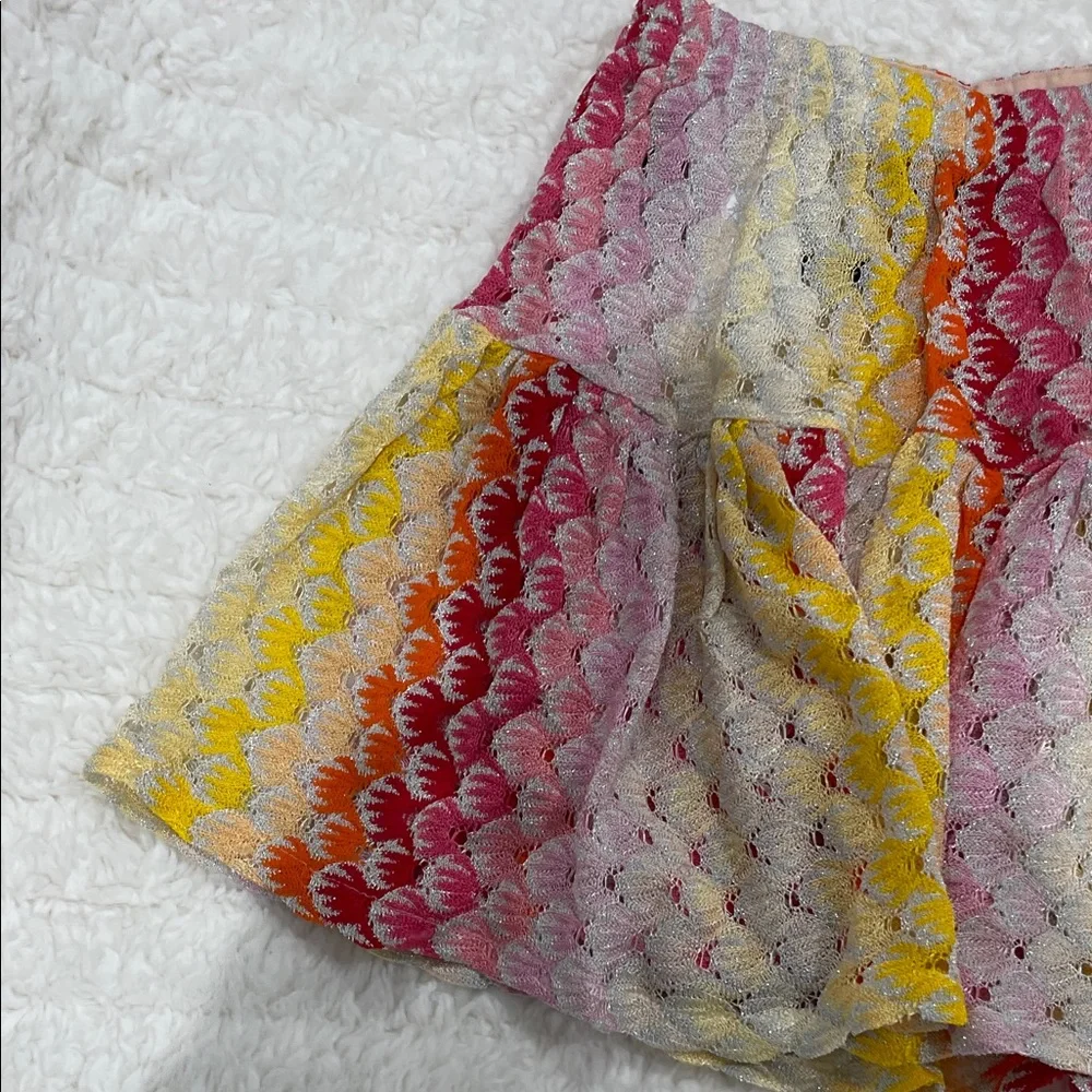 Missoni Multicolor Crochet Tiered Mini Skirt - Pink, Yellow, Orange - Picture 8 of 11